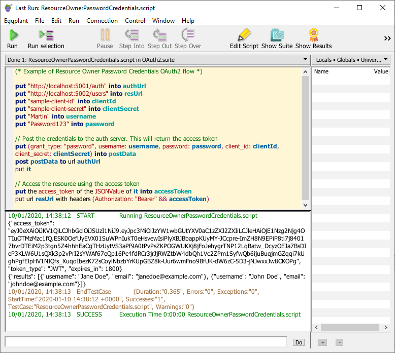 A Screenshot of an ROPC script
